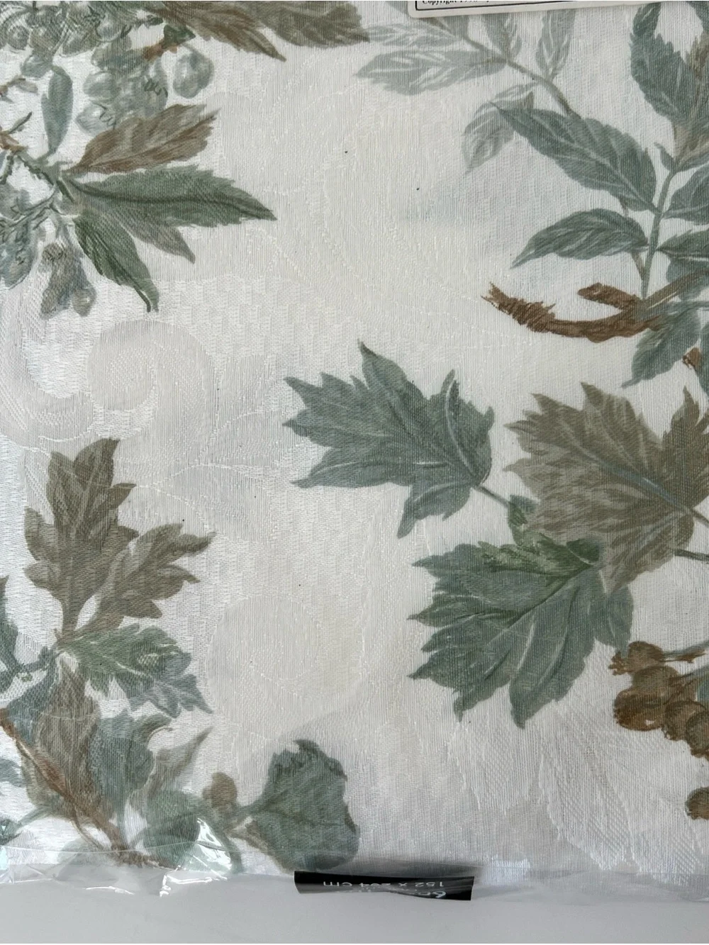 NEW- Fashion Industries Silver Maple 60x104” Oblong Tablecloth,  White w Leaves